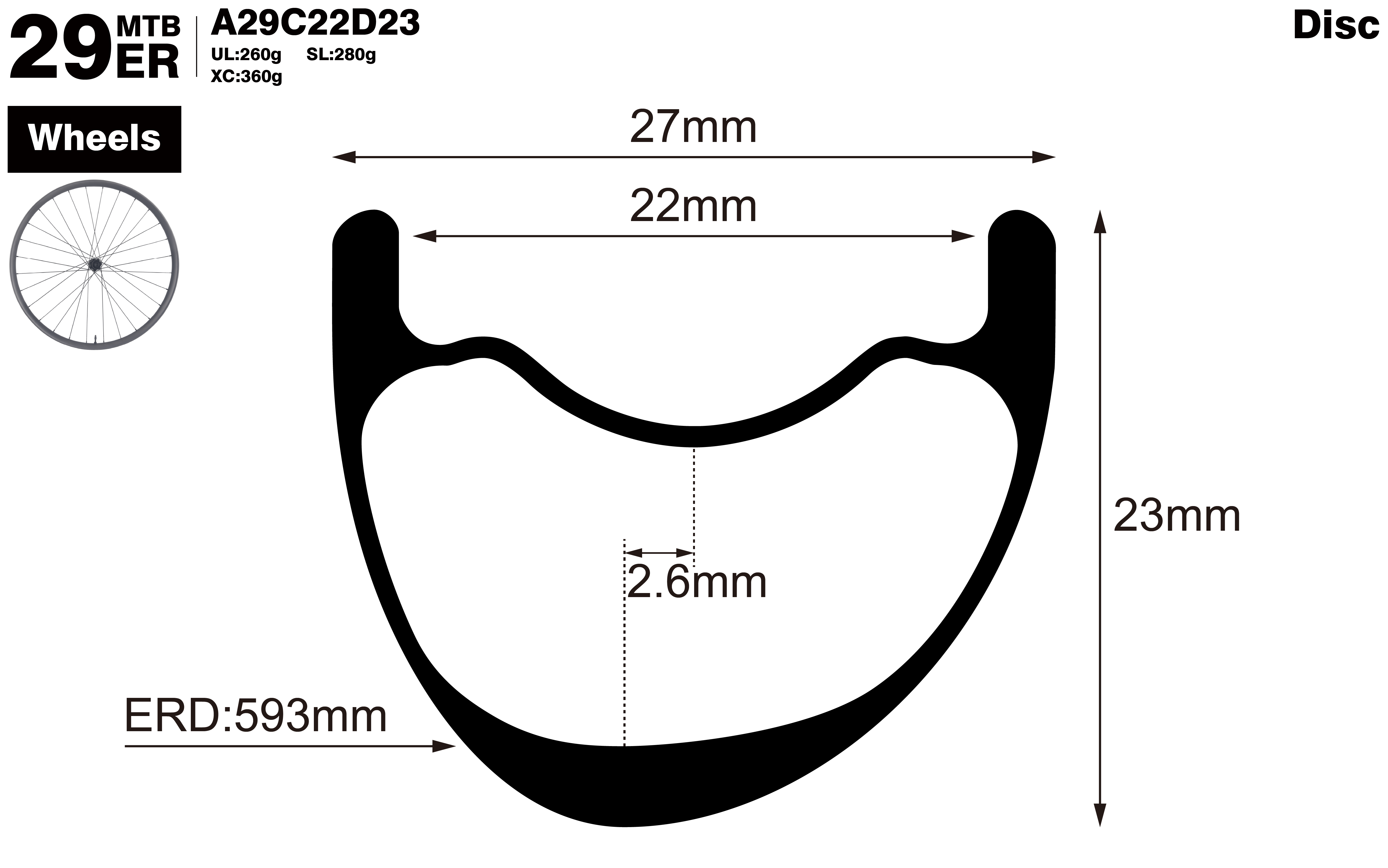 29er-I22-D23-asymmetric-mountain-bike-hookless-XC-carbon-wheels-profile-drawing