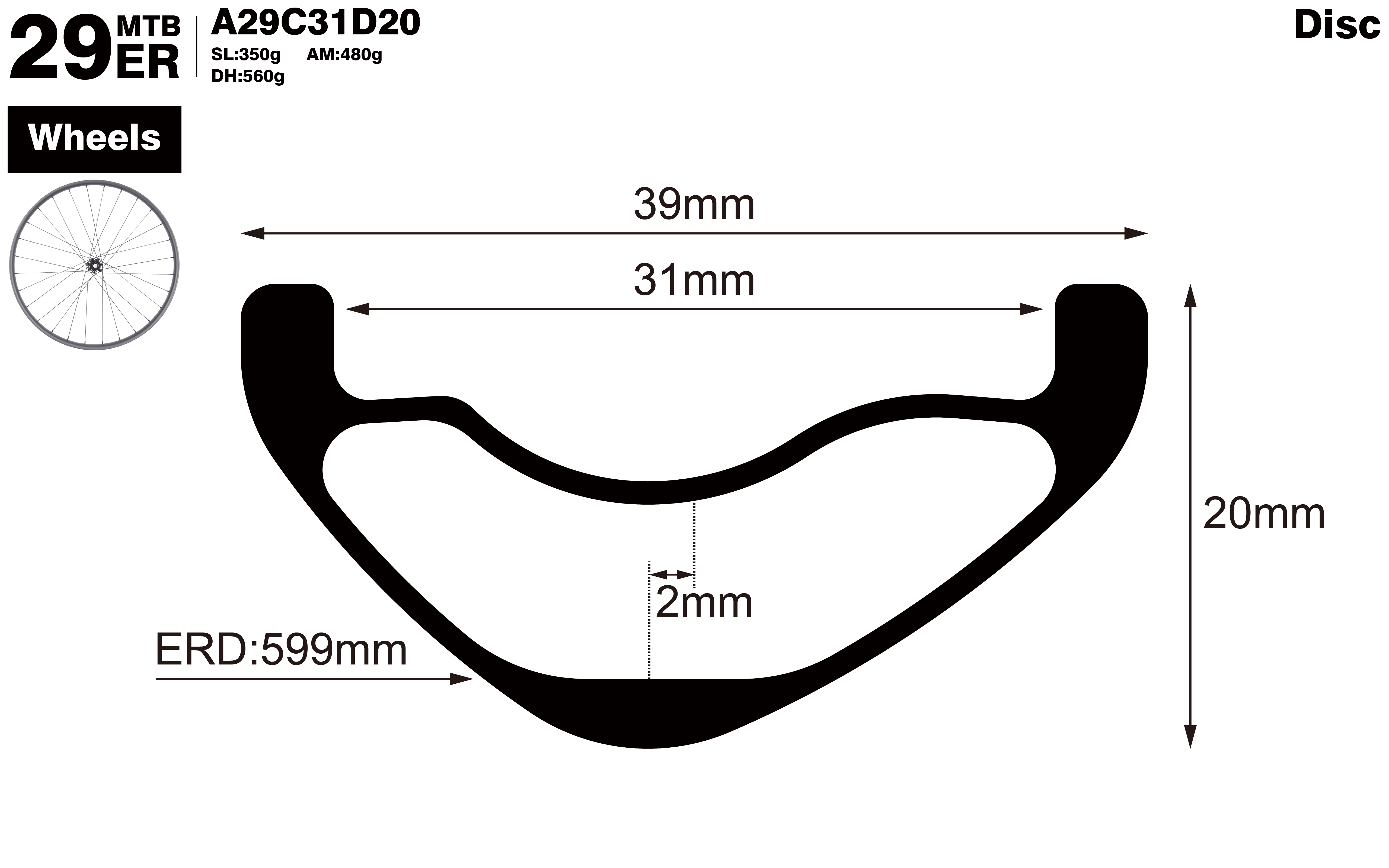 29er-I31-D20-asymmetric-mountain-bike-AM-carbon-wheels-profile-drawing