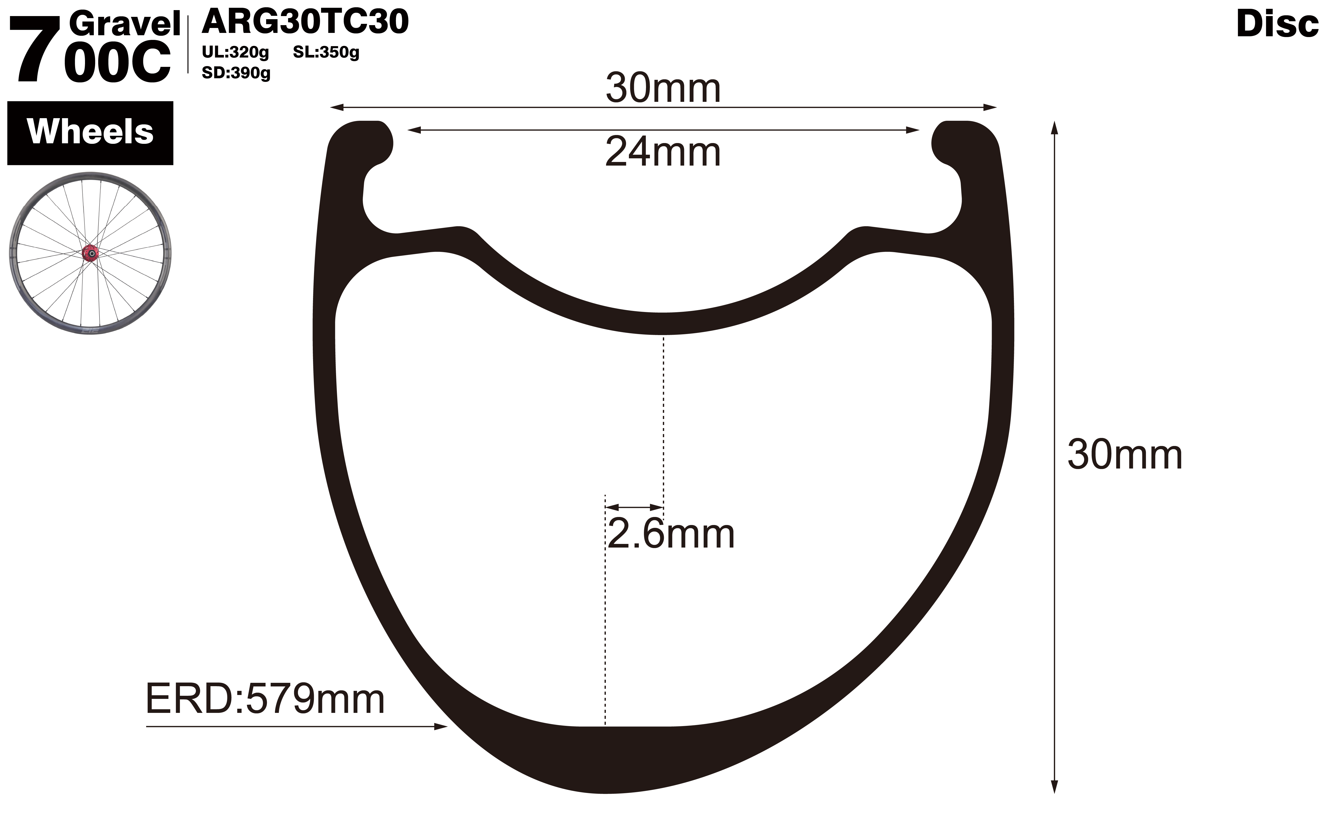 700C-I24-D30-asymmetric-road-bike-gravel-carbon-wheels-profile-drawing