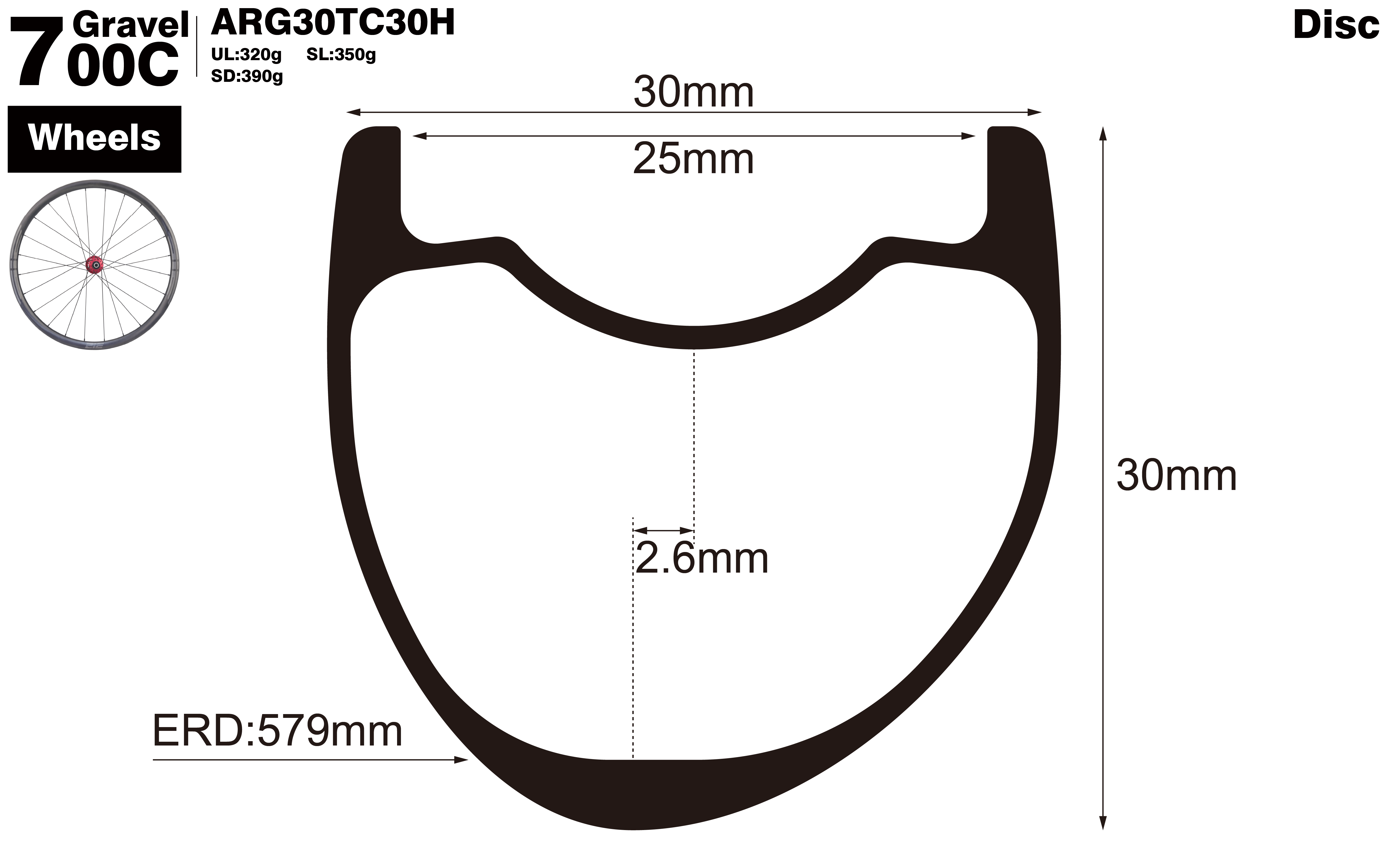 700C-I25-D30-asymmetric-road-bike-hookless-gravel-carbon-wheels-profile-drawing