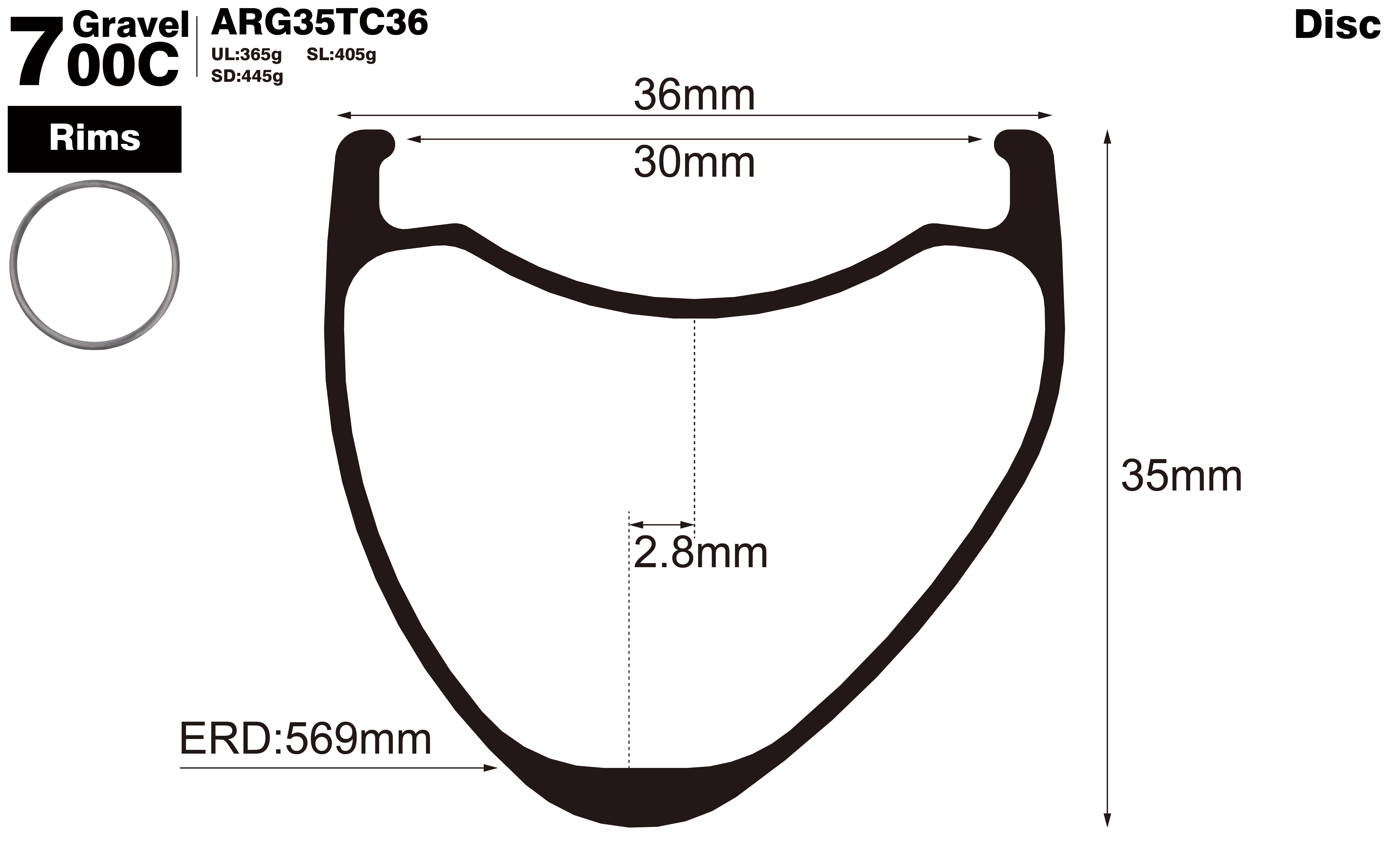 700c-I30-D35-asymmetric-road-bike-gravel-carbon-rims-profile-drawing