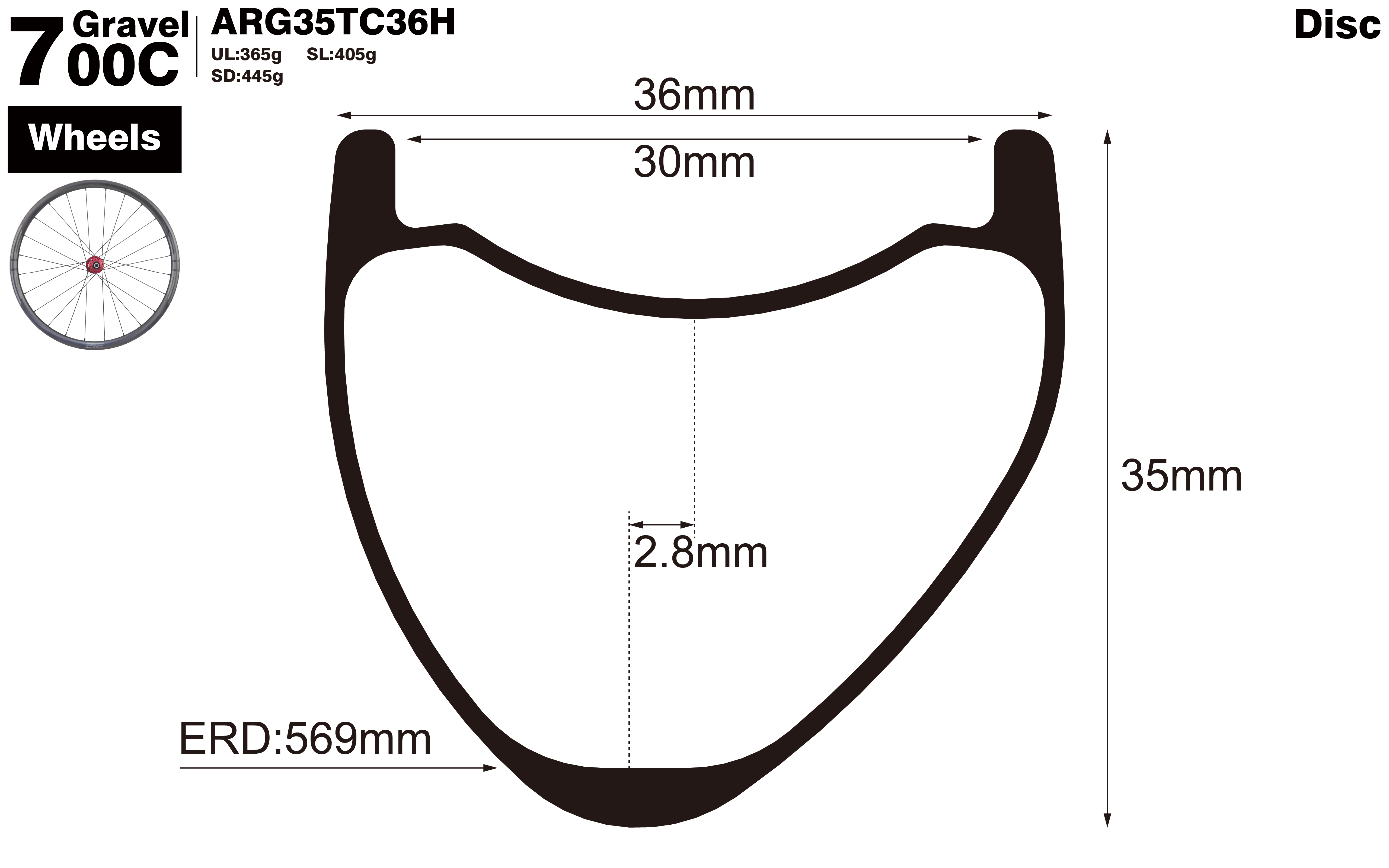 700c-I30-D35-asymmetric-road-bike-hookless-gravel-carbon-wheels-profile-drawing