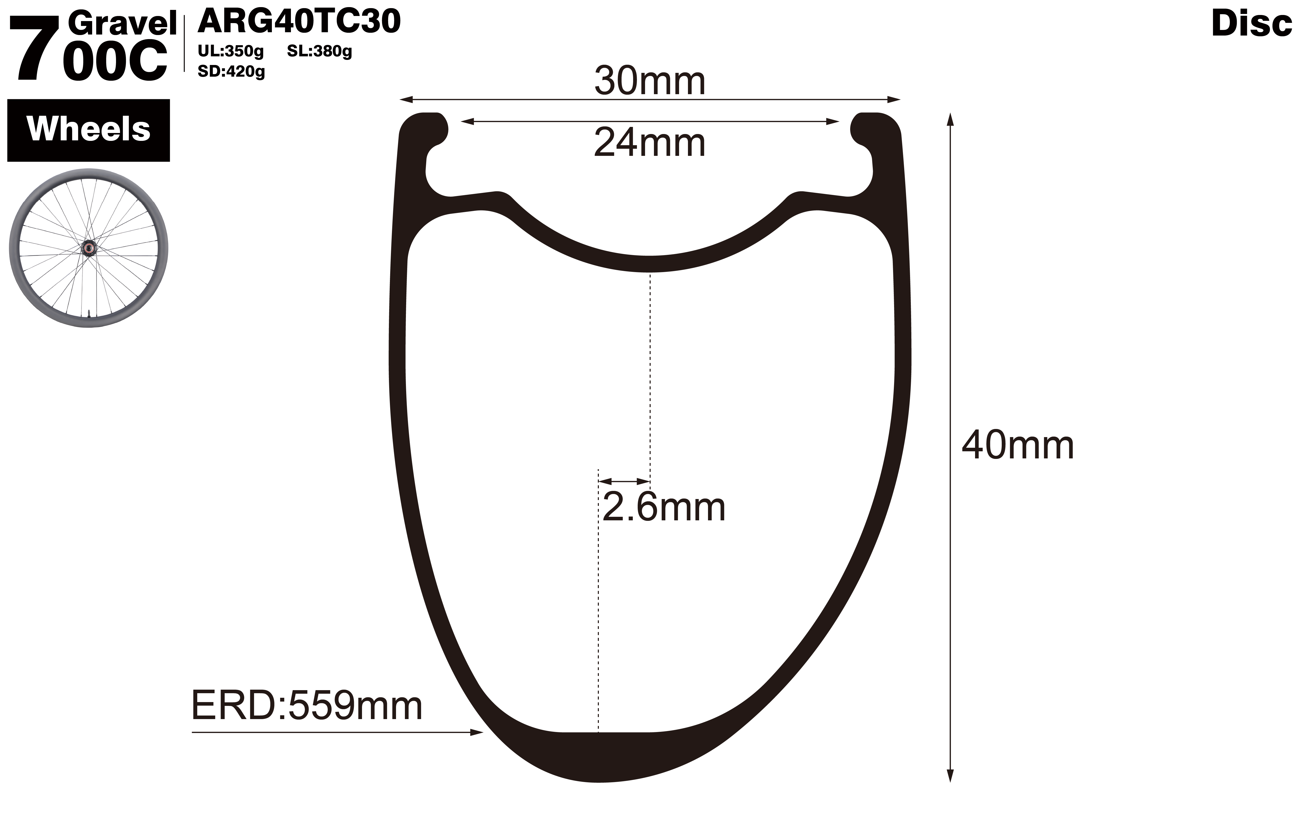 700C-I24-D40-asymmetric-road-bike-gravel-carbon-wheels-profile-drawing