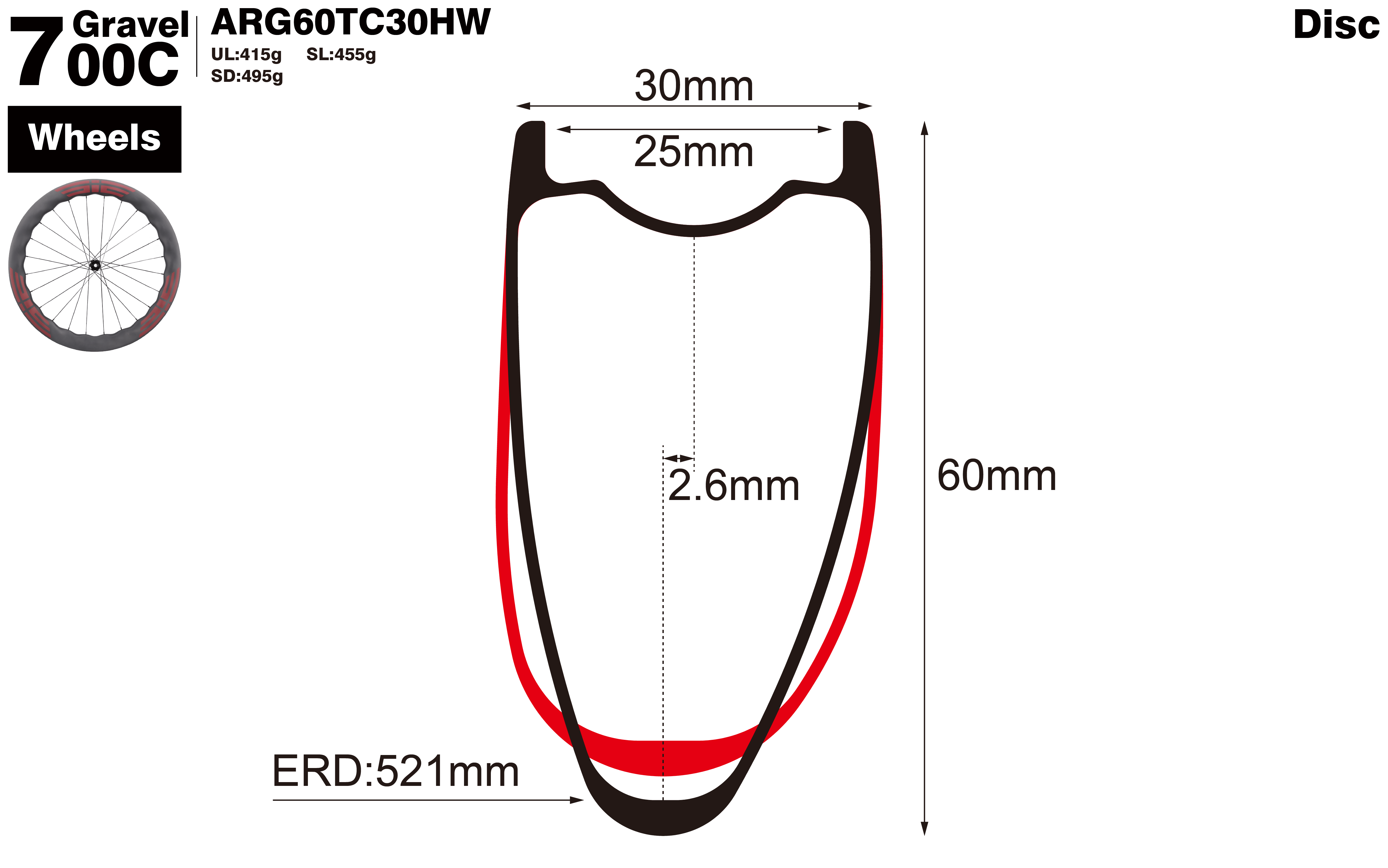 700C-I25-D60-asymmetric-road-bike-hookless-gravel-carbon-wheels-profile-drawing