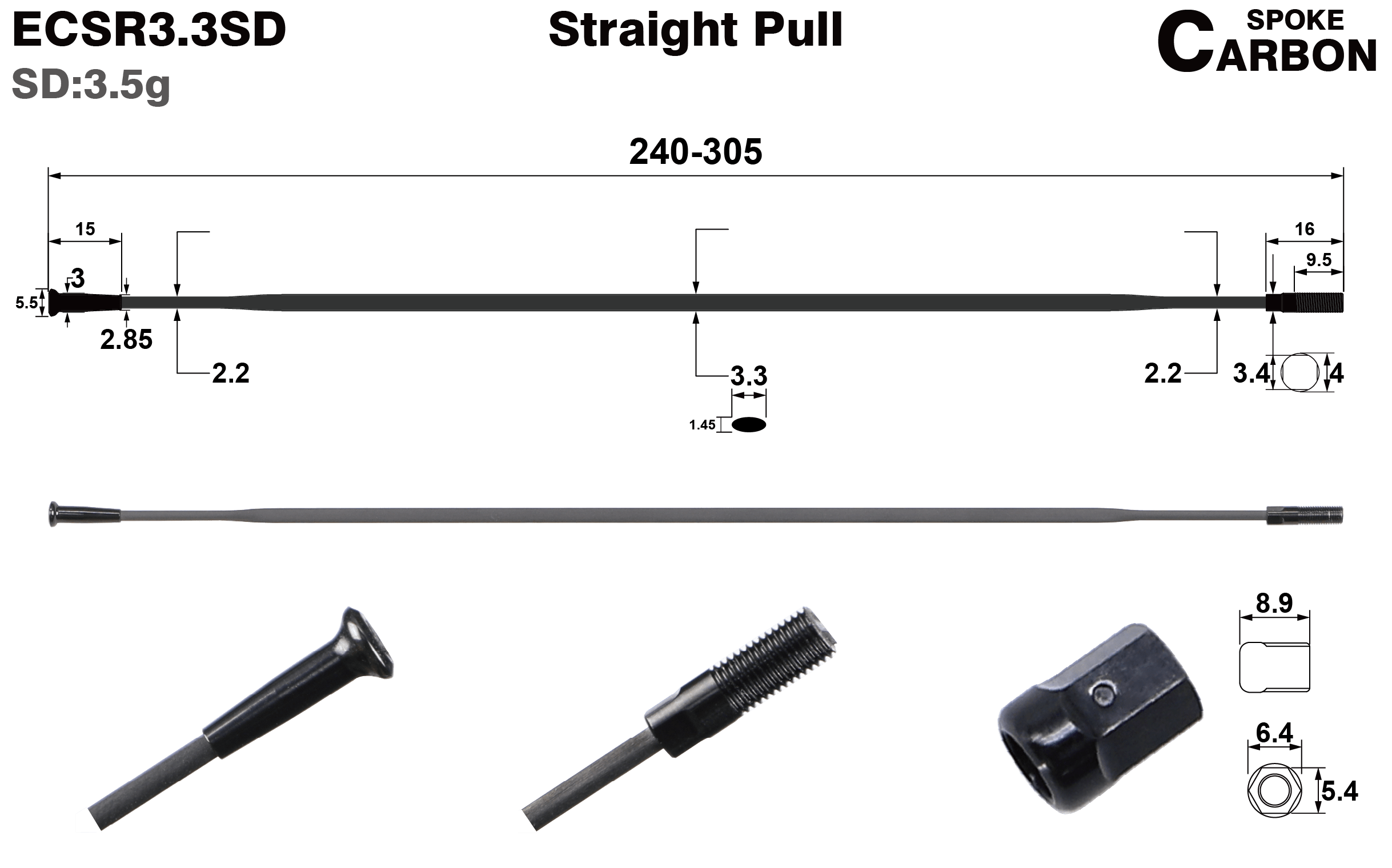 ECSR3.3SD-straight-pull-carbon-spoke-round-head-rims-profile-drawing
