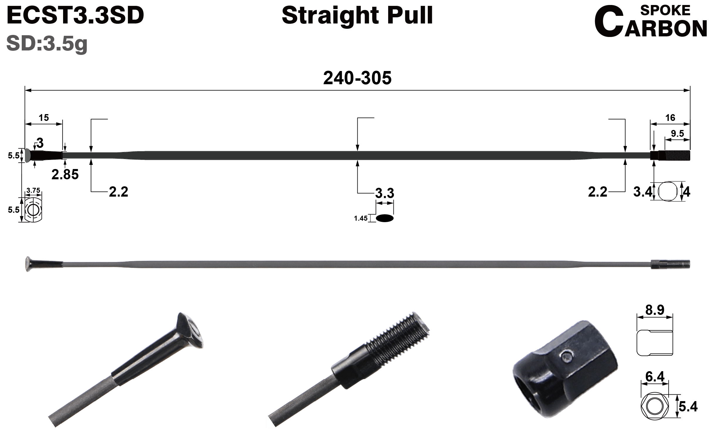 ECST3.3SD-straight-pull-carbon-spoke-T-head-rims-profile-drawing