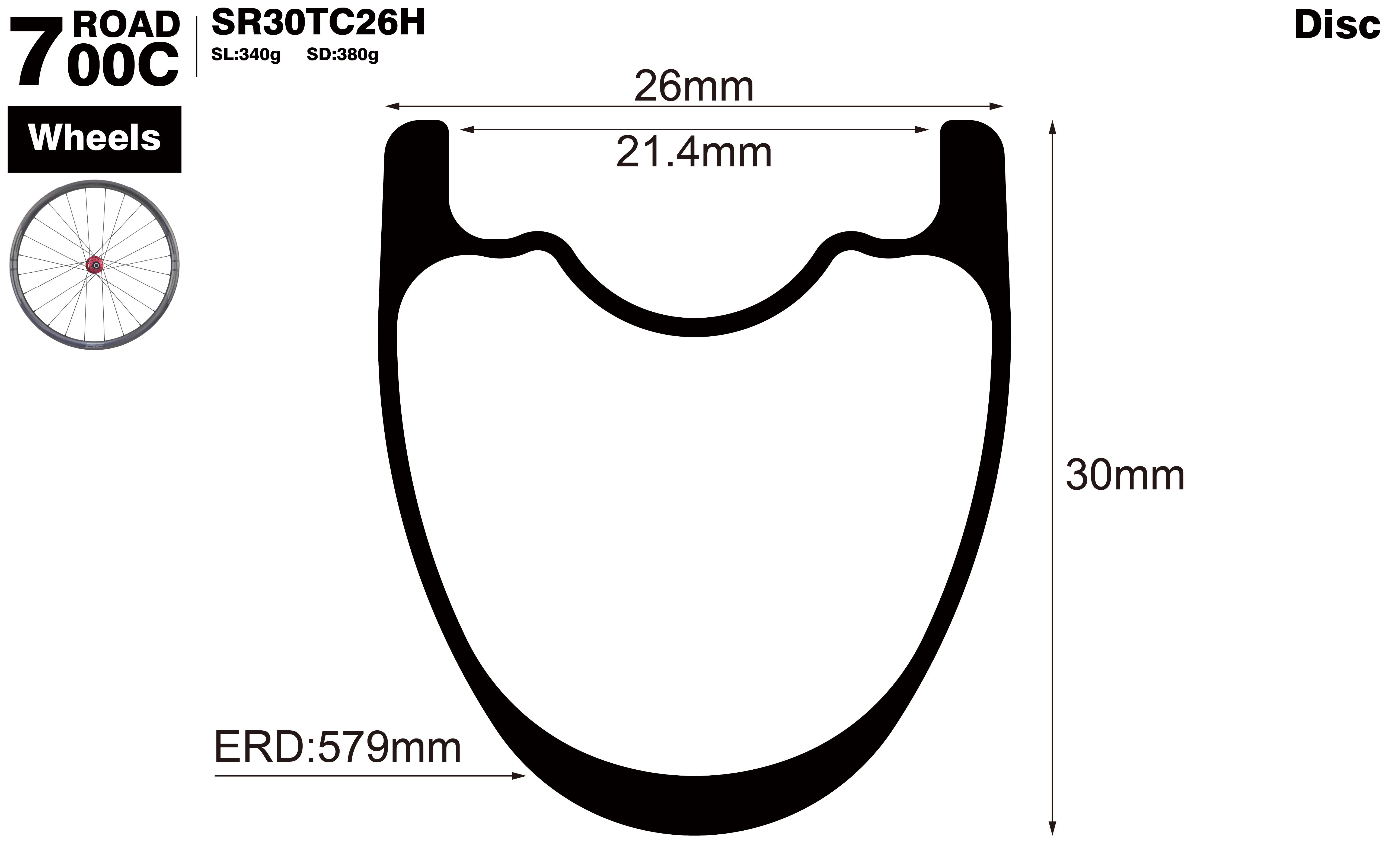 700c-I21.4-D30-symmetric-road-bike-hookless-tubeless-carbon-wheels-profile-drawing