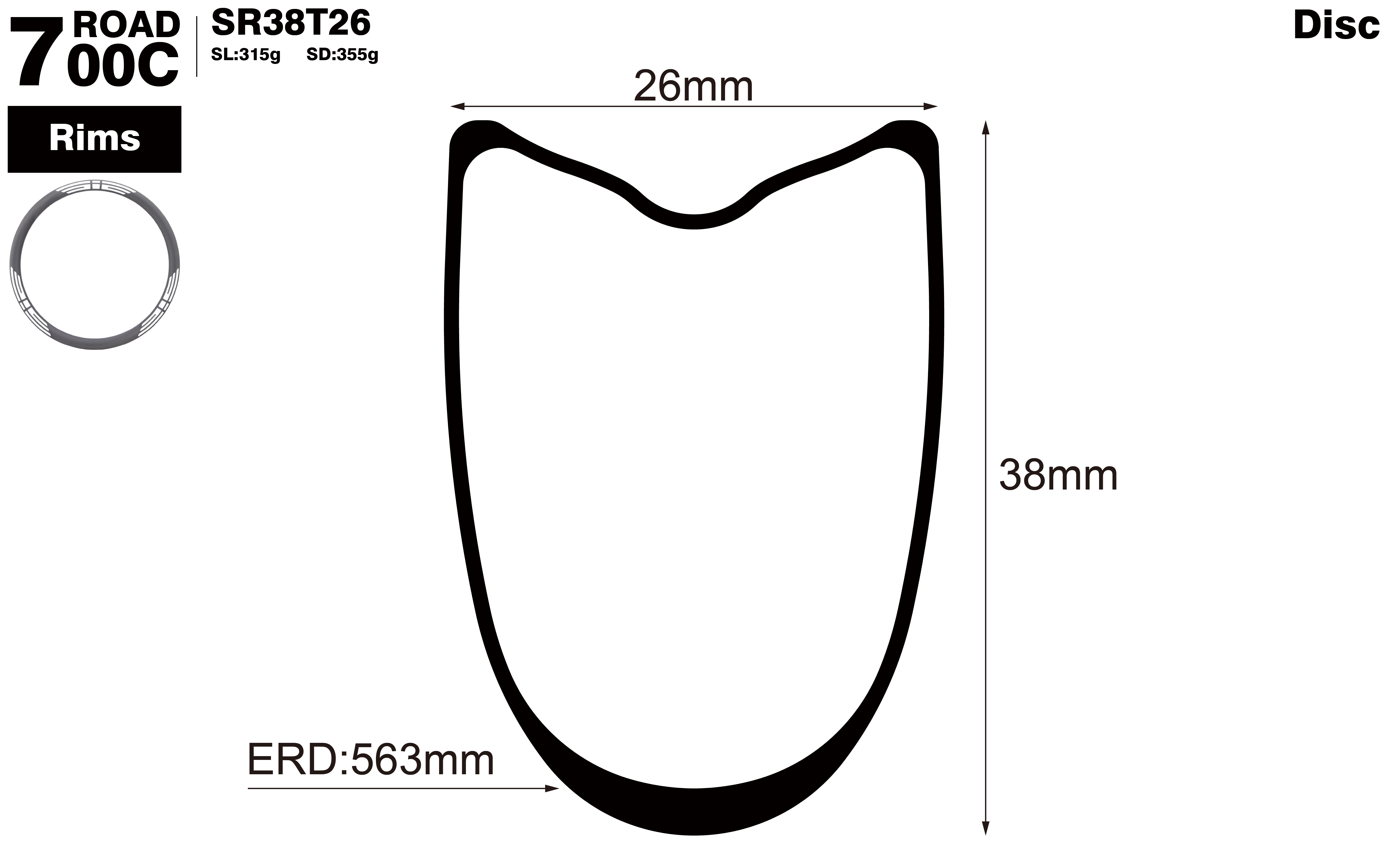 700C-I26-D38-symmetric-road-bike-tubular-carbon-rims-profile-drawing