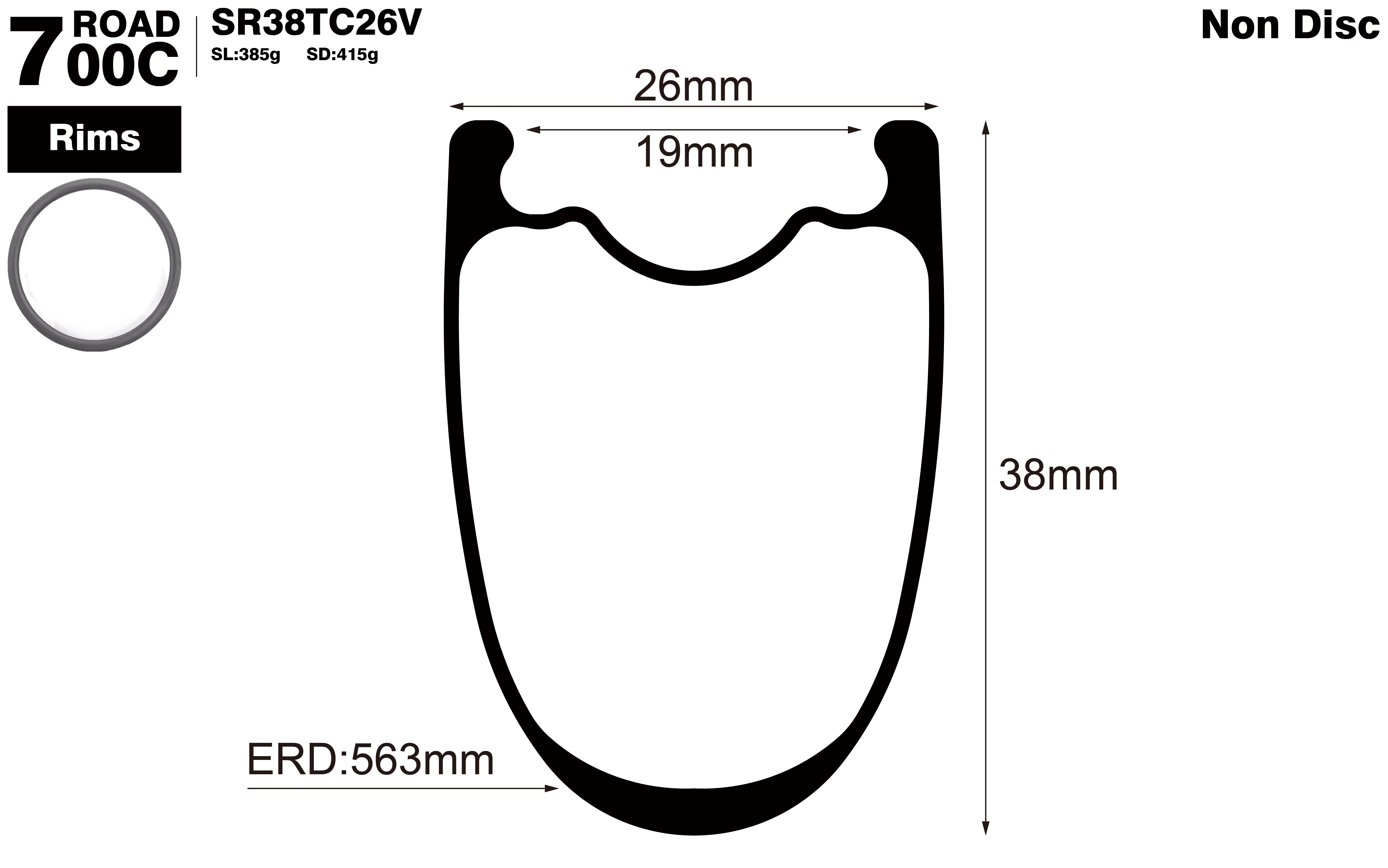 700c-I19-D38-symmetric-road-bike-clincher-carbon-rims-profile-drawing