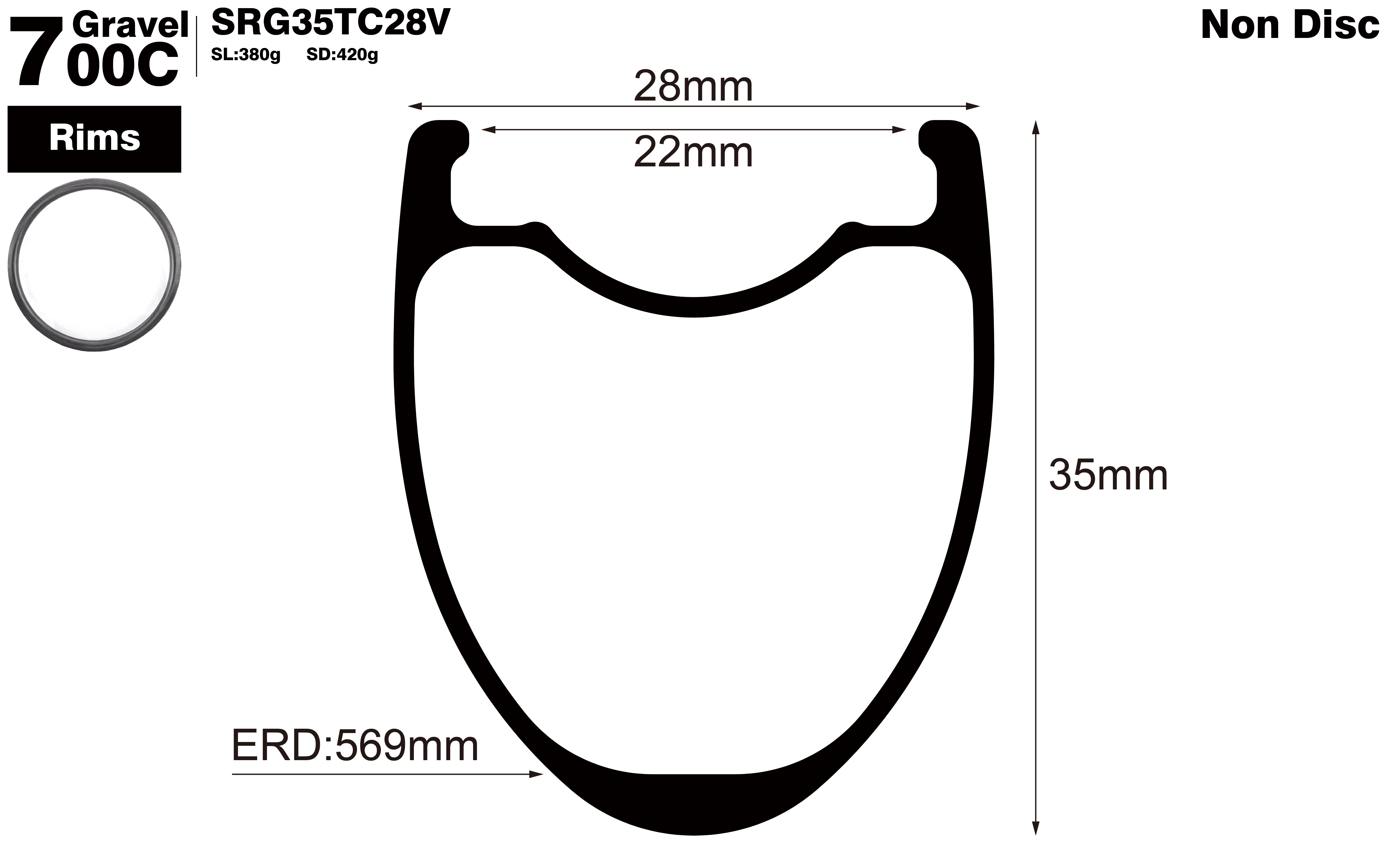 700C-I22-D35-symmetric-road-bike-clincher-carbon-rims-profile-drawing