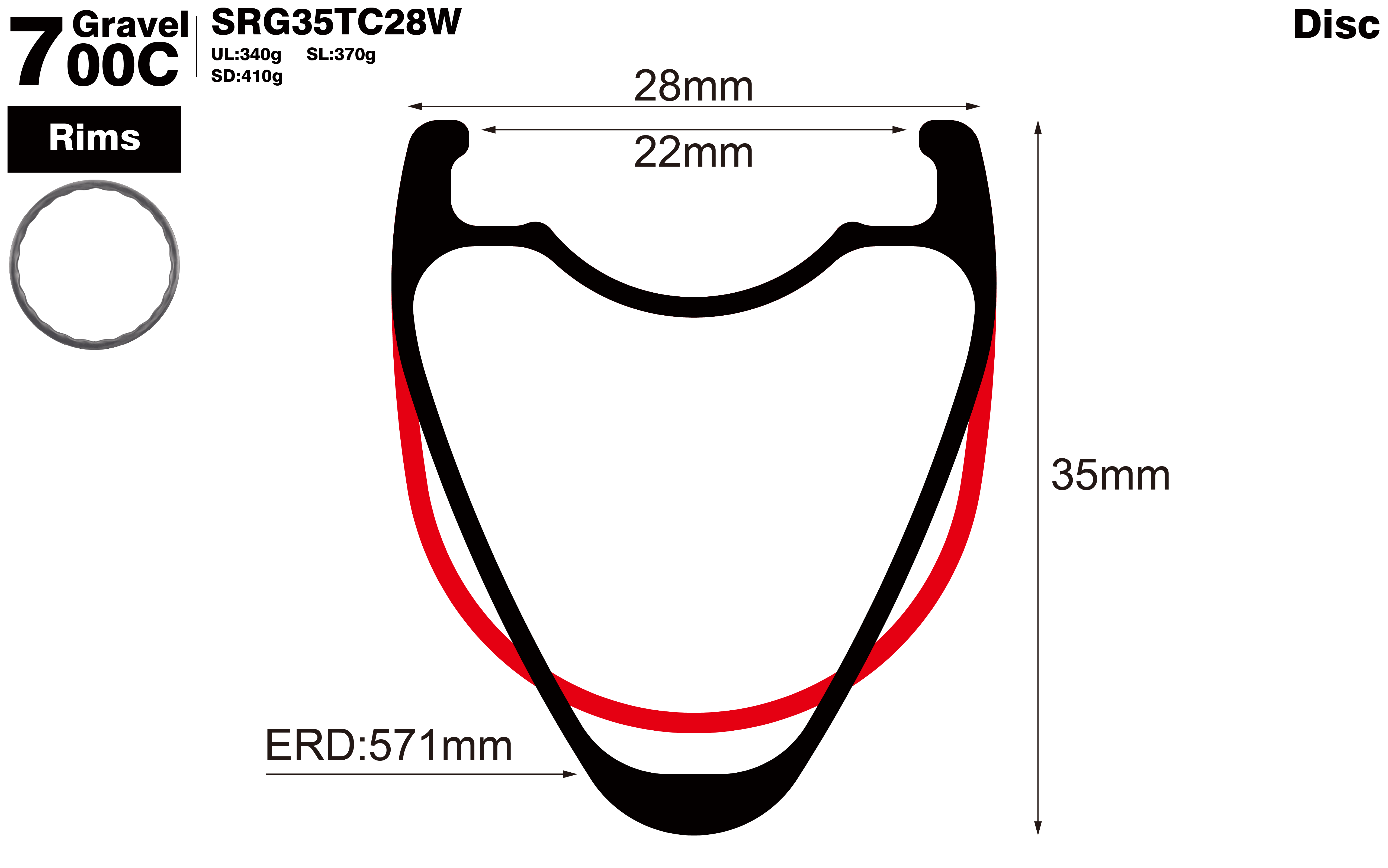 700C-I22-D35-symmetric-road-bike-hook-clincher-carbon-rims-profile-drawing