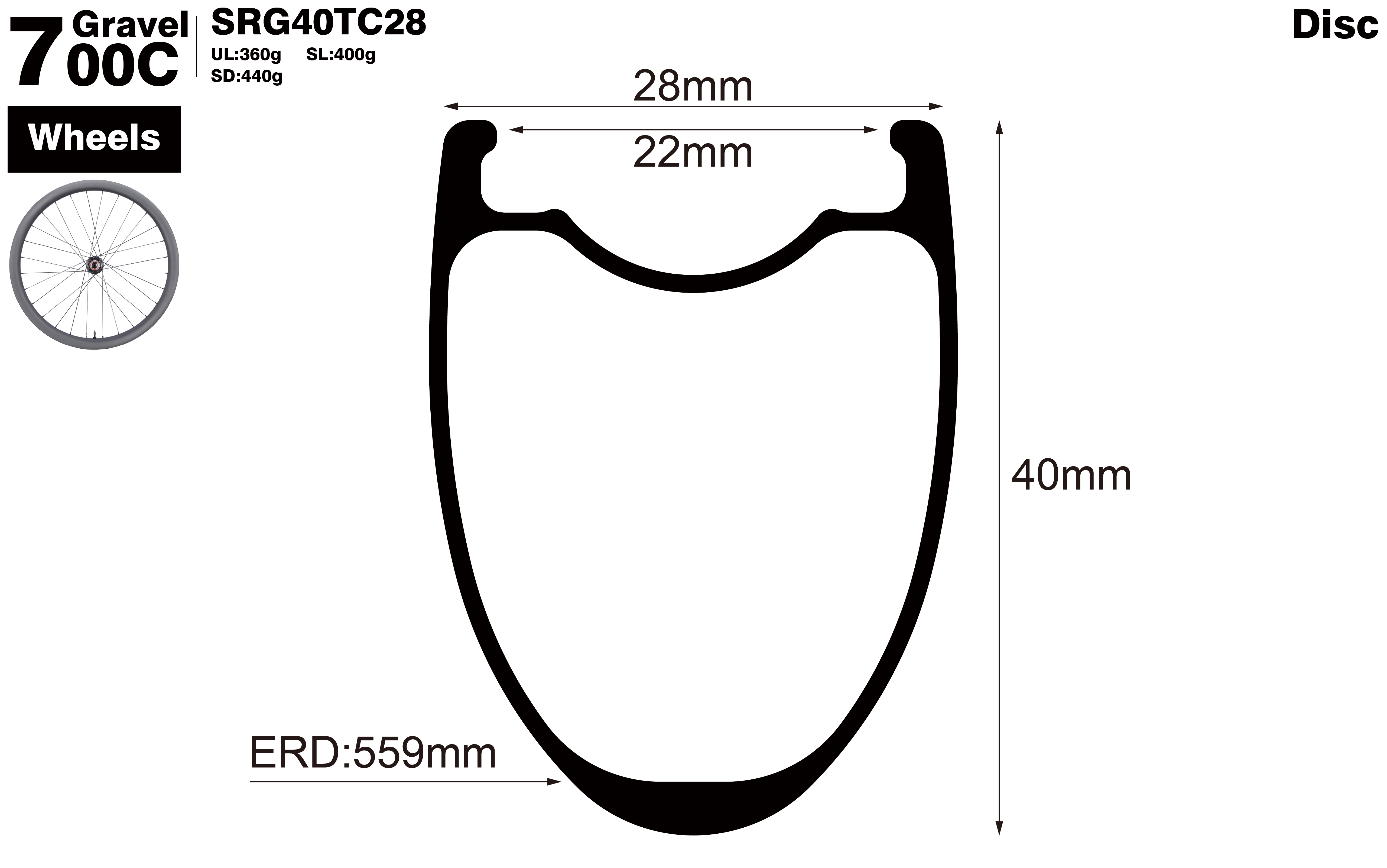 700C-I22-D40-symmetric-road-bike-tubeless-carbon-wheels-profile-drawing