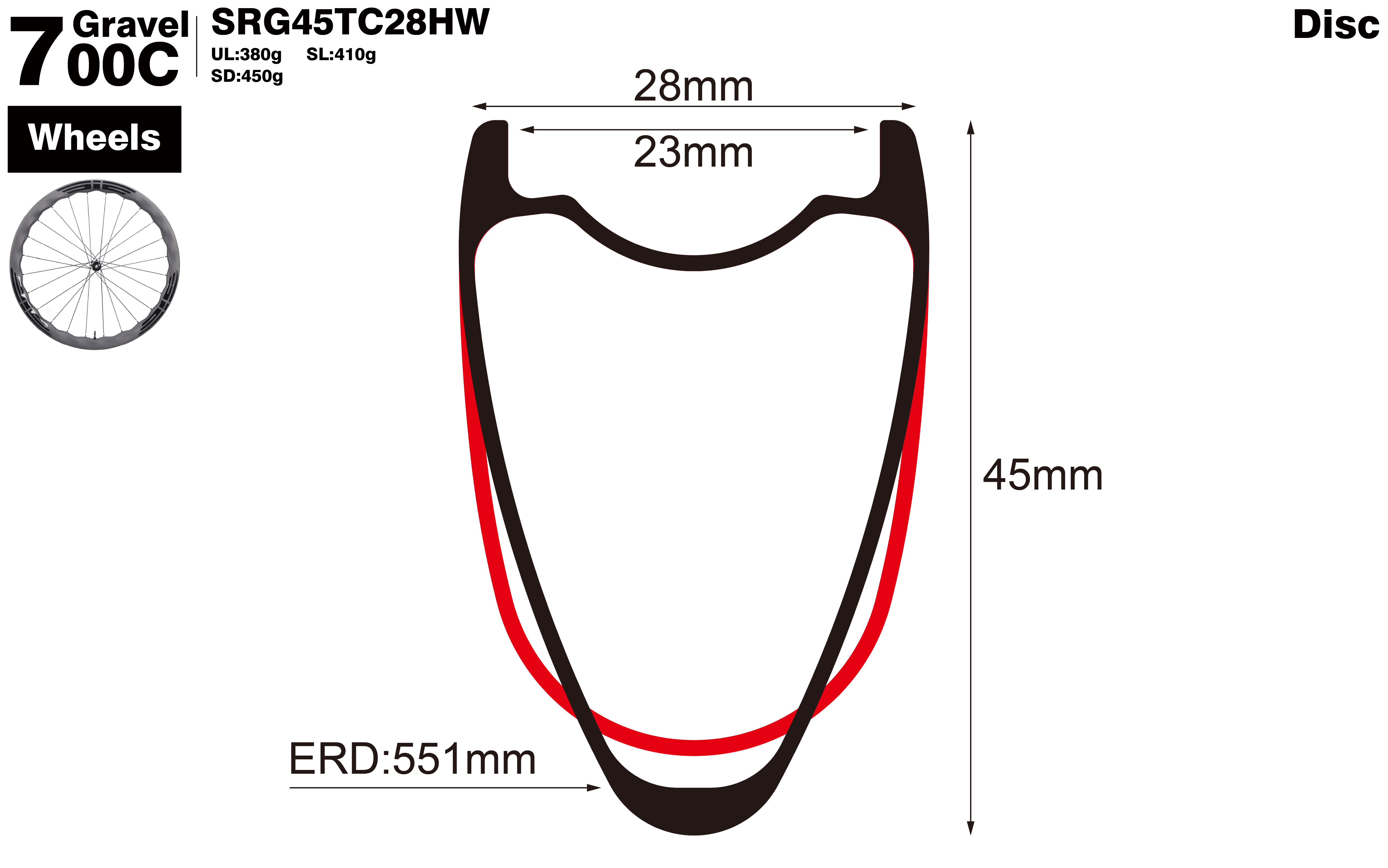 700C-I23-D45-symmetric-road-bike-hookless-gravel-carbon-wheels-profile-drawing